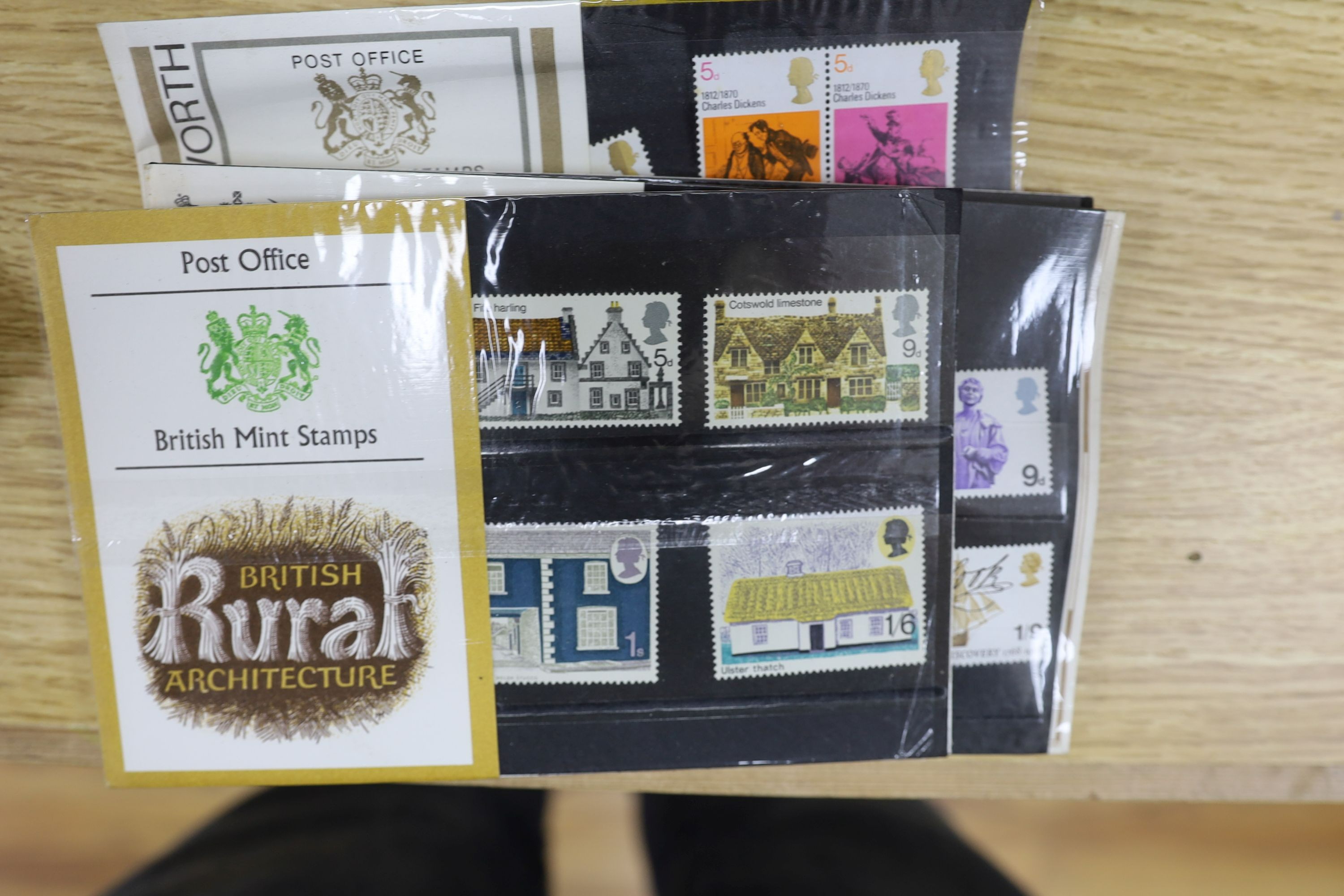 World stamps in albums, Great Britain, 1d Reds, Presentation packs, First Day Covers and loose